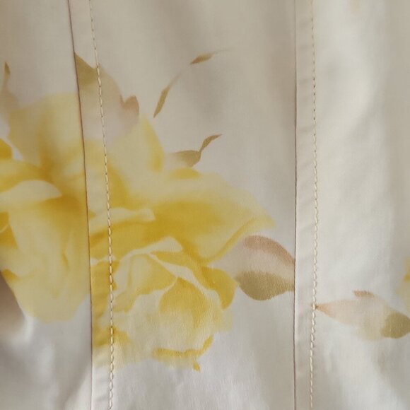 BANANA REPUBLIC | Satin Trench Coat Jacket Floral Yellow Roses Sz M - Picture 5 of 7
